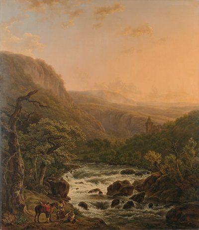 Rivière dans les Ardennes au coucher du soleil - Henri van Assche