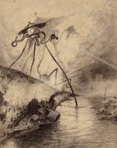 Machine de combat martienne dans la vallée de la Tamise - Henrique Alvim Correa