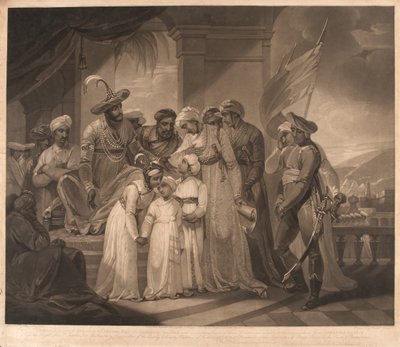 Tippoo Sultaun remettant à Gullumalli le Vakeel ses deux fils - Henry (after) Singleton