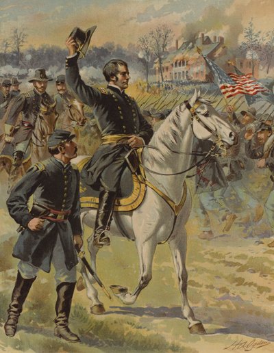 Le général Hooker à la bataille de Chancellorsville, Virginie, guerre civile américaine, 3 mai 1863 - Henry Alexander (after) Ogden