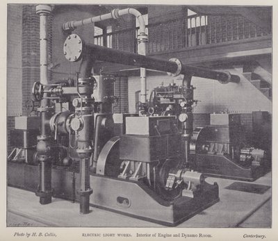 Intérieur de la salle des machines et des dynamos, Usine d