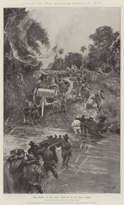 Fin de la Guerre Hispano-Américaine, la Bataille de San Juan, arrêtée à un Coin Moche - Henry Charles Seppings Wright