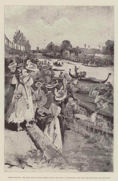 Régate de Henley, la Finale pour les Diamond Sculls (Ten Eyck contre Blackstaffe), vue de l