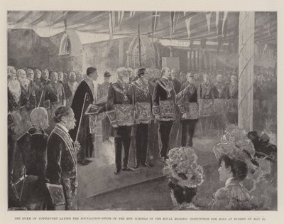 Le Duc de Connaught posant la première pierre des nouvelles écoles de la Royal Masonic Institution for Boys à Bushey le 12 mai - Henry Charles Seppings Wright