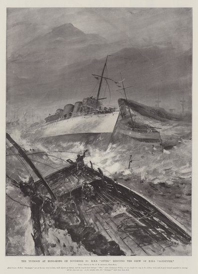 Le typhon à Hong-Kong le 10 novembre, HMS Otter sauvant l