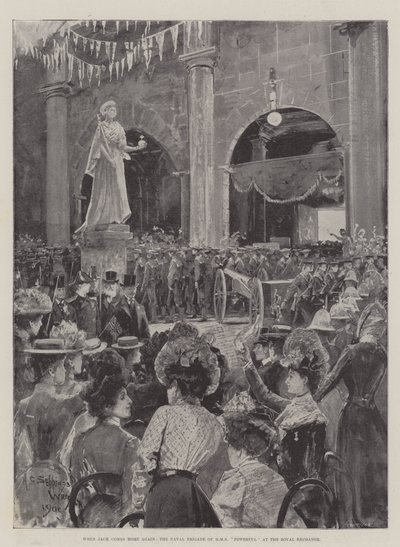 Quand Jack revient à la maison, la brigade navale du HMS Powerful à la Bourse de Londres - Henry Charles Seppings Wright