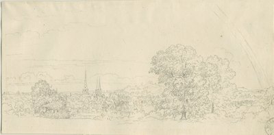 Lichfield - Vue lointaine: dessin à la plume, nd [1788-1855] - Henry Curzon Allport