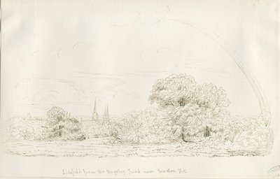 Lichfield - Vue nord (lointaine) : dessin à la plume, nd [1788-1855] - Henry Curzon Allport
