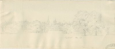 Lichfield - Vue nord (lointaine): dessin au crayon, nd [1788-1855] - Henry Curzon Allport