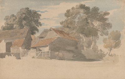 Bâtiments de ferme avec des arbres - Henry Edridge