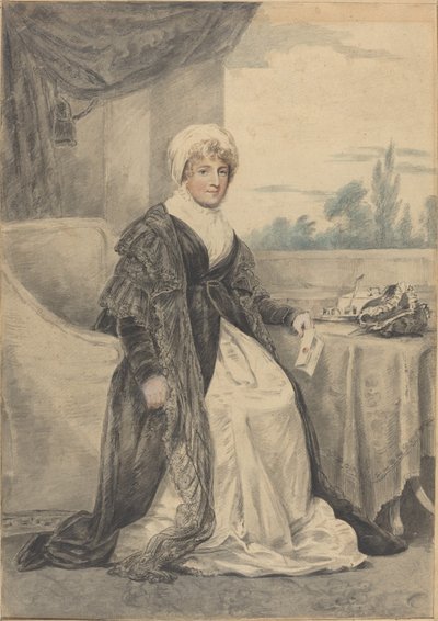 Femme Assise à une Table, Tenant une Lettre - Henry Edridge