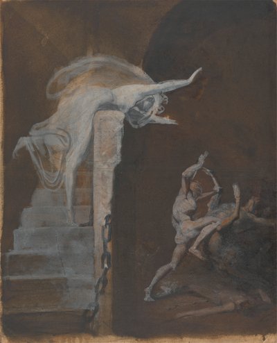 Ariane regardant la lutte de Thésée avec le Minotaure - Johann Heinrich Füssli