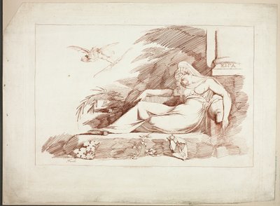 Femme endormie avec un Cupidon - Johann Heinrich Füssli