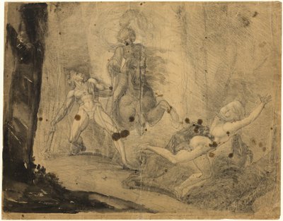 Théodore rencontre dans la forêt le spectre de son ancêtre Guido Cavalcanti, chassant avec des dogues son ancienne maîtresse méprisante - Johann Heinrich Füssli