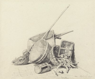 Nature morte avec brouette et paniers, 27 avril 1840 - Henry Harris Lines