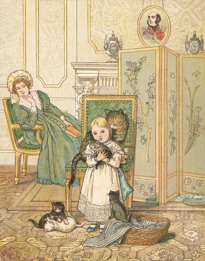 La princesse et ses chatons (lithographie en couleur) - Henry Hetherington Emmerson