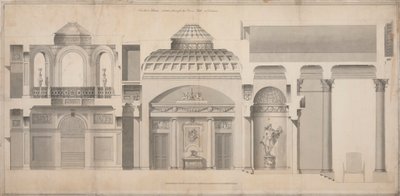 Carlton House, Pall Mall, Londres : Section du portique, hall et tribune - Henry Holland