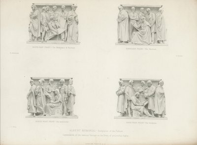 Sculptures sur le podium du mémorial d