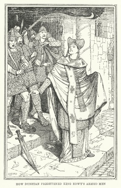 Comment Dunstan a effrayé les hommes armés du roi Edwy - Henry Justice Ford