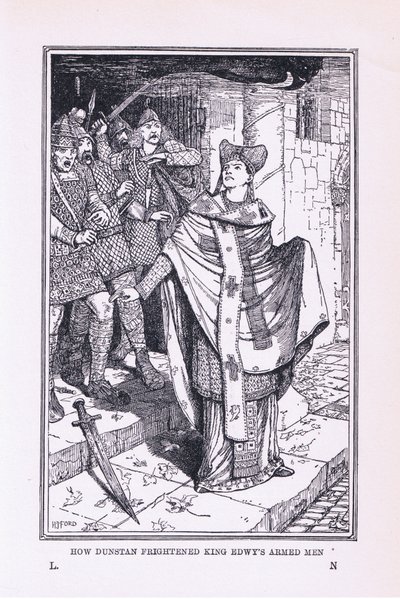 Saint Dunstan effraie les hommes armés du roi Edwy - Henry Justice Ford
