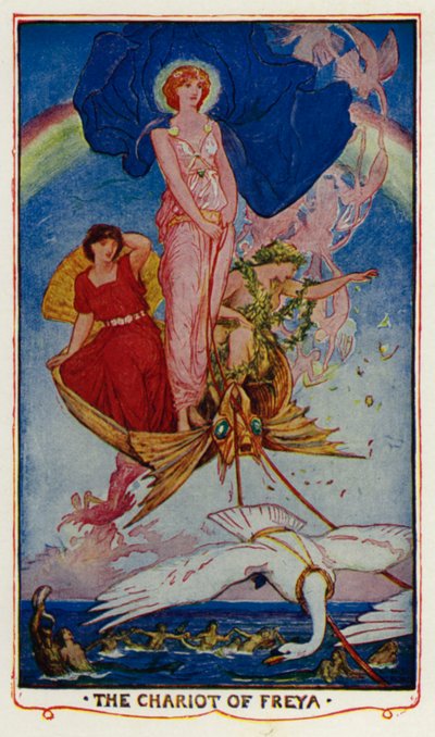 Le char de Freya (lithographie couleur) - Henry Justice Ford