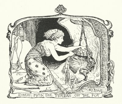 Zinebi met le turban sur le pot (gravure) - Henry Justice Ford