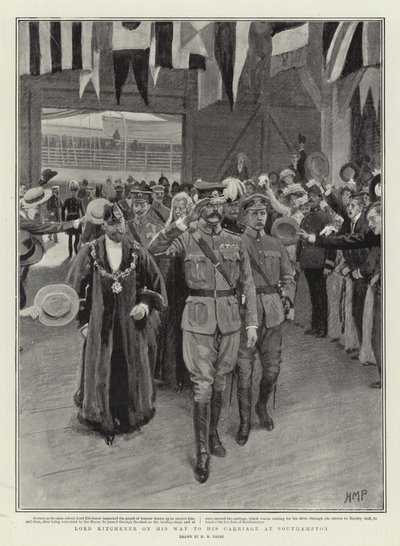 Lord Kitchener en route vers sa voiture à Southampton - Henry Marriott Paget