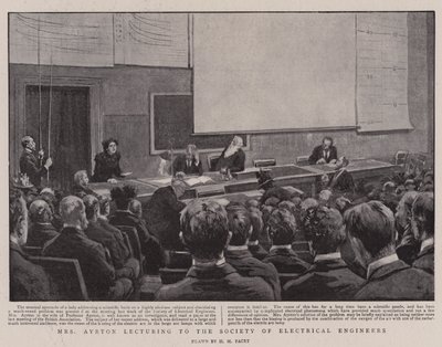 Mme Ayrton donnant une conférence à la Société des ingénieurs électriciens - Henry Marriott Paget