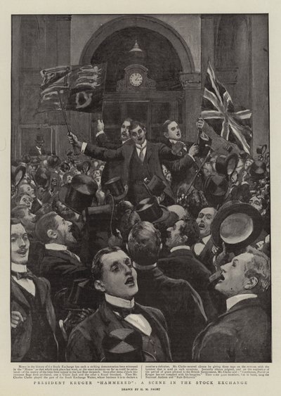 Le président Kruger martelé, une scène à la Bourse - Henry Marriott Paget
