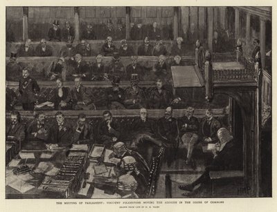 Réunion du Parlement, le vicomte Folkestone proposant l