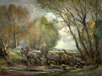 Transport de bois, Stirlingshire, Écosse - Henry Morley