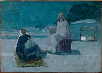 Étude sur le Christ et Nicodème sur un toit - Henry Ossawa Tanner