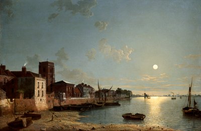 Cheyne Walk à Chelsea, au clair de lune, vers 1850 - Henry Pether