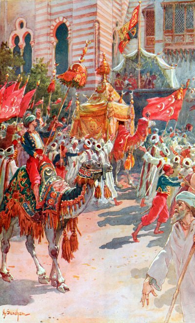 La procession des tapis sacrés devant le prince et la princesse de Galles au Caire, 5 février 1869 - Henry Sandham