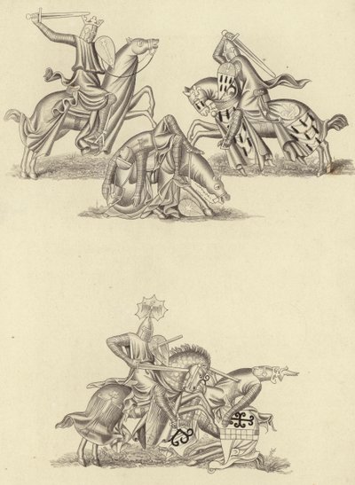 Chevaliers combattant, vers 1260 - Henry Shaw