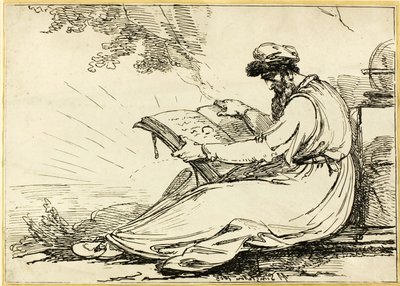 Oriental avec une barbe, lisant un livre - Henry Singleton