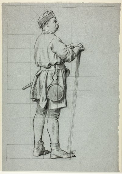 Homme debout, les mains posées sur un bâton - Henry Stacy Marks