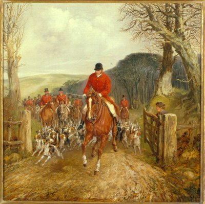 Une chasse passant par une porte - Henry Thomas Alken