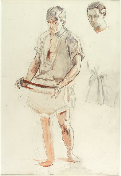 Homme debout : études de tête et de chemise - Henry Tonks