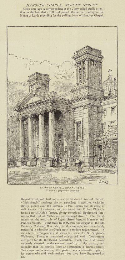 Chapelle de Hanovre, Regent Street - Henry William Brewer
