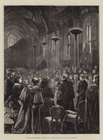 SAR le prince Arthur dévoilant la fenêtre commémorative Albert au Guildhall - Henry Woods