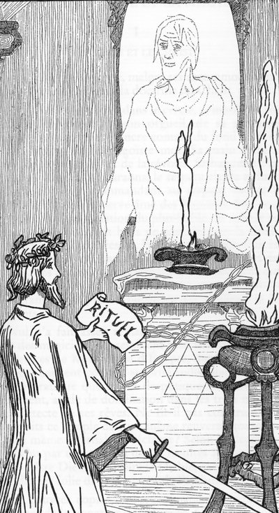 Spiritisme : Évocation des esprits Dessin de Henry de Malvost de 