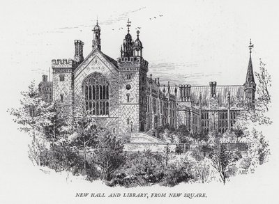 New Hall et Bibliothèque, depuis New Square (gravure) - Herbert (after) Railton