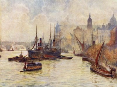 Vue depuis Tower Bridge (lithographie en couleur) - Herbert Menzies (after) Marshall