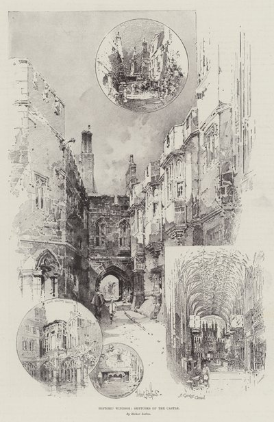 Windsor historique, croquis du château - Herbert Railton