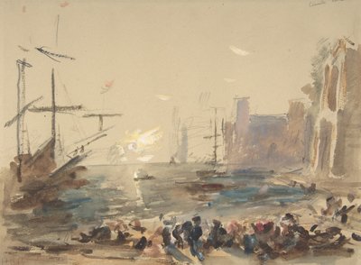 Paysage marin recto, croquis indéchiffrable verso, 1840-1906 - Hercules Brabazon Brabazon