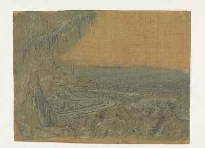 Vue lointaine avec une route et des branches moussues - Hercules Segers