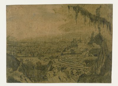Vue lointaine avec une route et des branches moussues - Hercules Segers