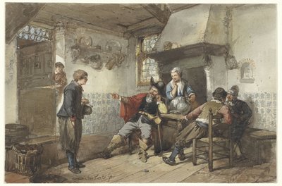 Quelques hommes et un soldat dans une auberge - Herman Frederik Carel ten Kate