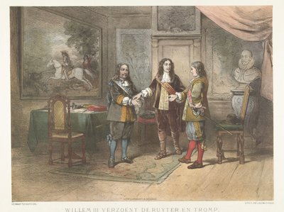Le prince Guillaume III réconcilie Michiel de Ruyter et Cornelis Tromp, 1673 - Herman Frederik Carel ten Kate